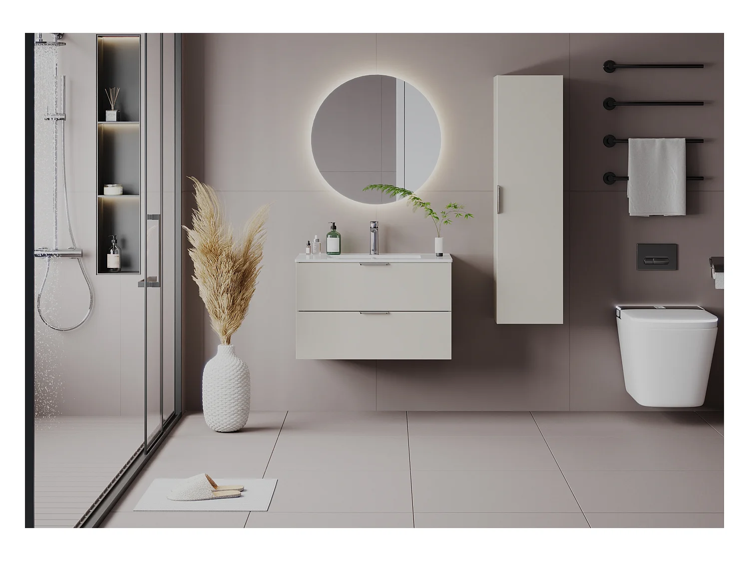 Ensemble de salle de bain en cachemire 80 cm Meuble avec lavabo  Pile