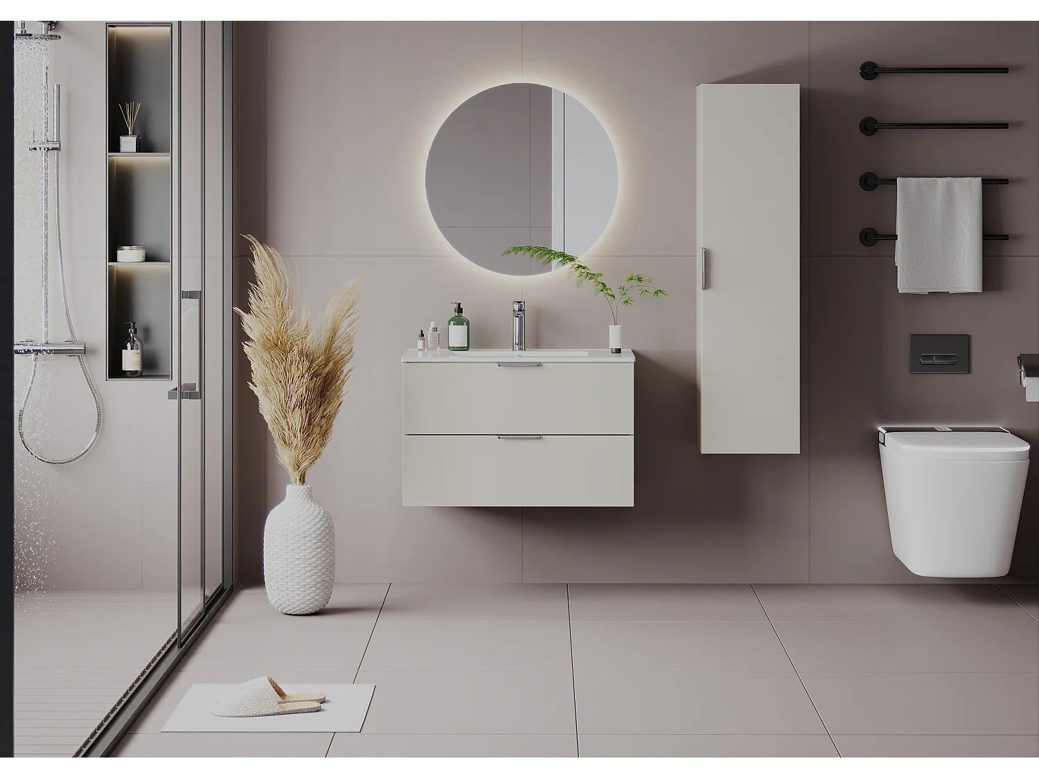 Ensemble de salle de bain en cachemire 80 cm Meuble avec lavabo  Pile