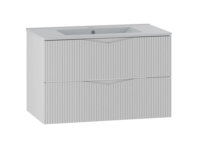 Meuble simple vasque encastrée 80cm Tao Blanc