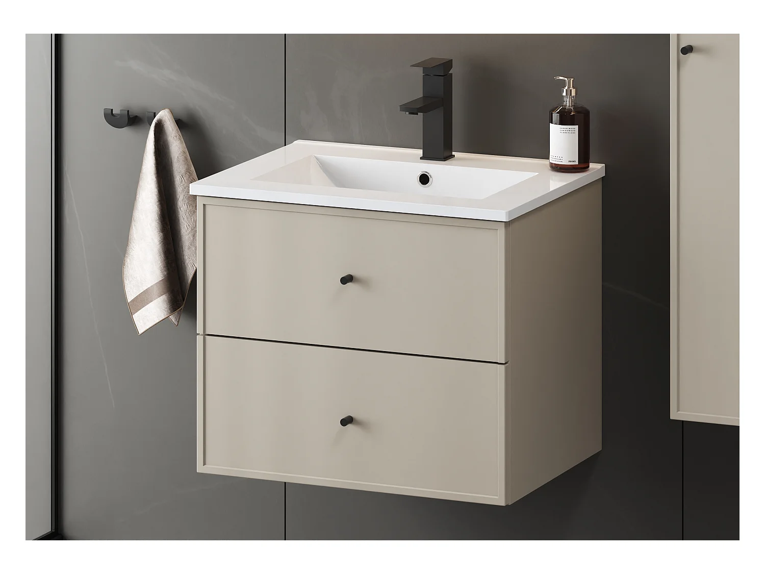 Kaschmir-Badezimmerset 60 cm Schrank mit Waschbecken Marco