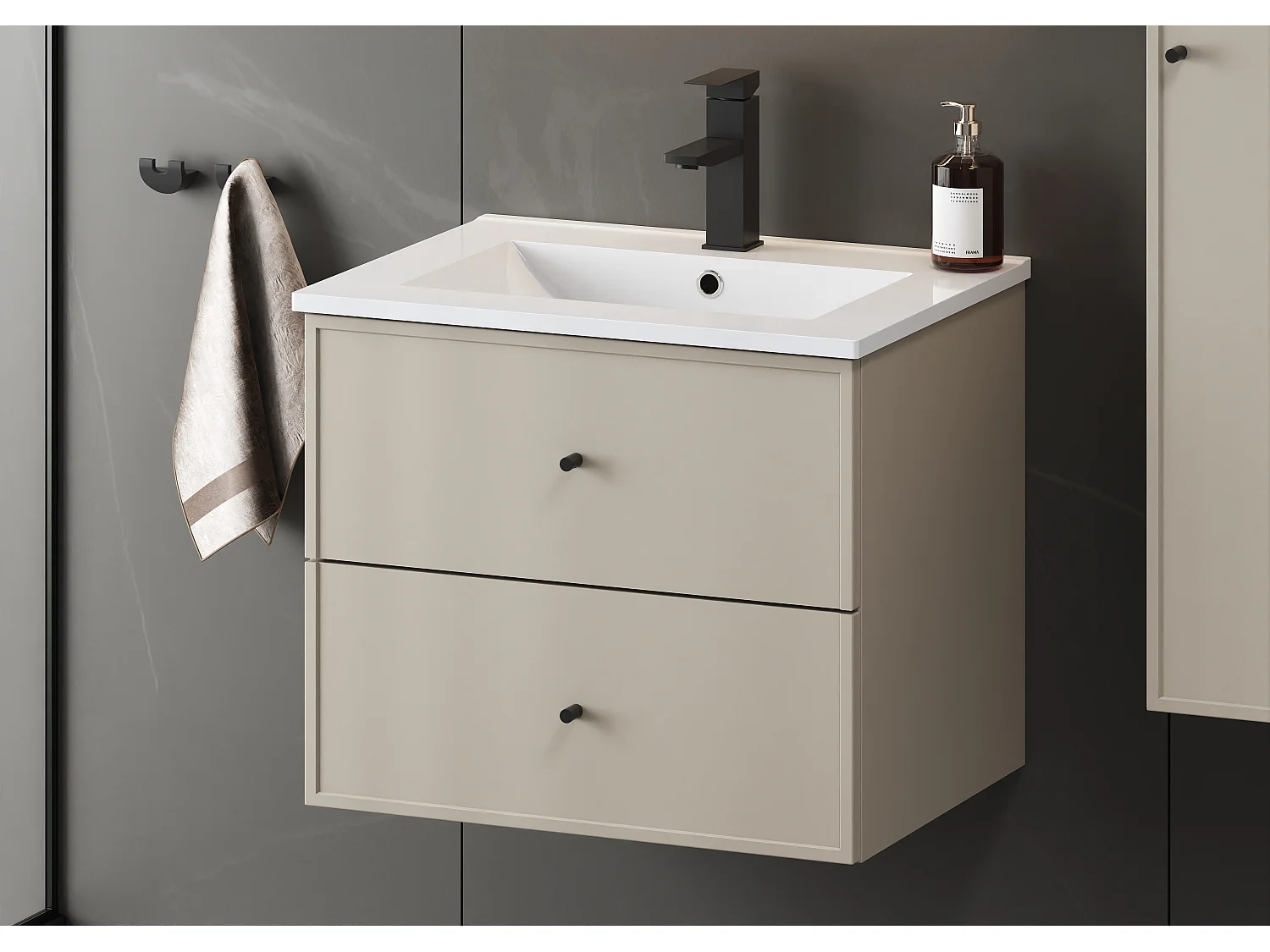 Ensemble de salle de bain en cachemire 60 cm Meuble avec lavabo Marco