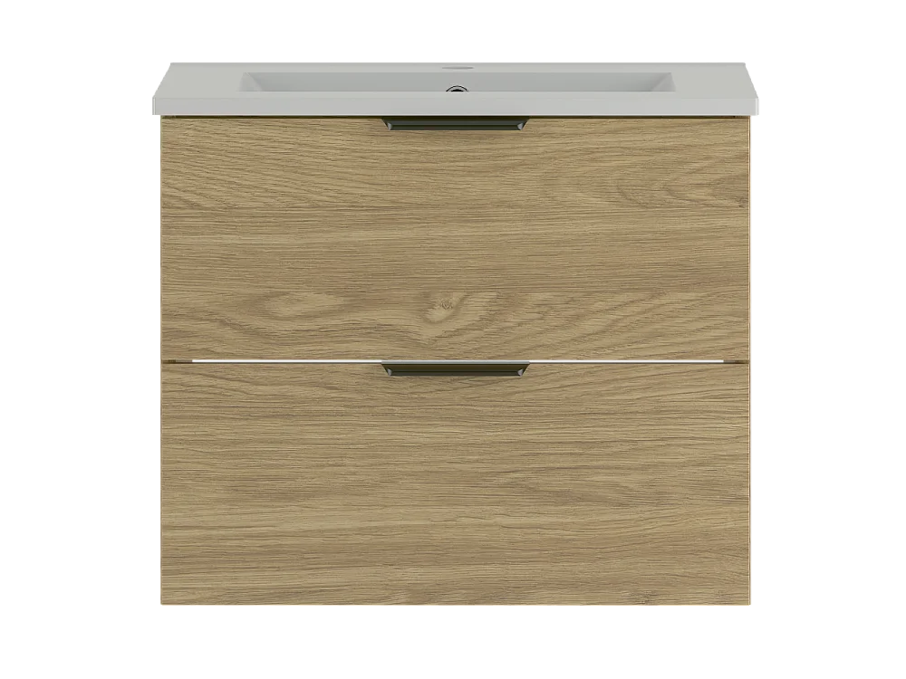 Badkamerset 60 cm Kast met wastafel Eikenhout geolied Pile