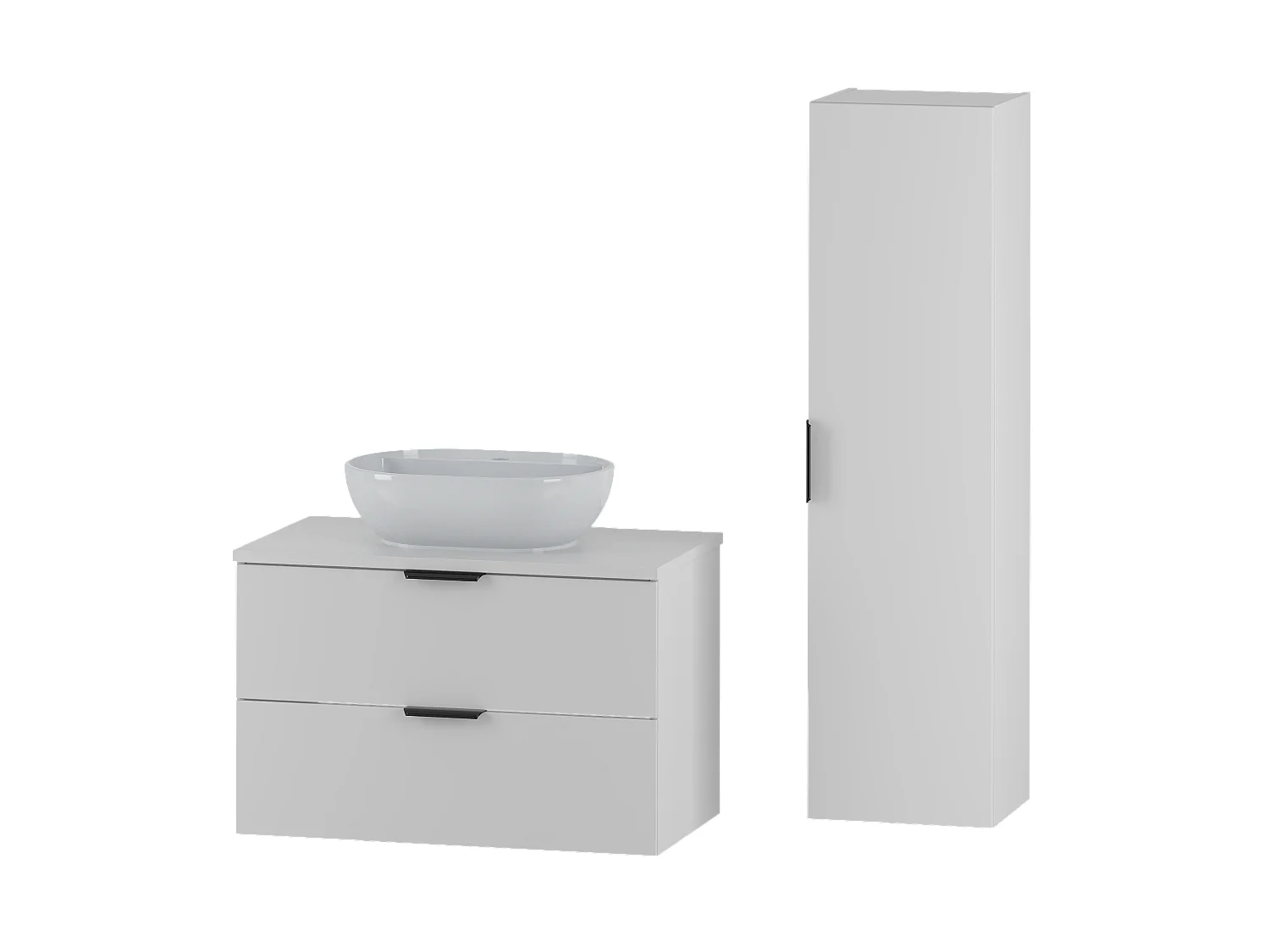 Ensemble de salle de bain blanc 80 cm Meuble avec plan de travail Lavabo Colonne Pile