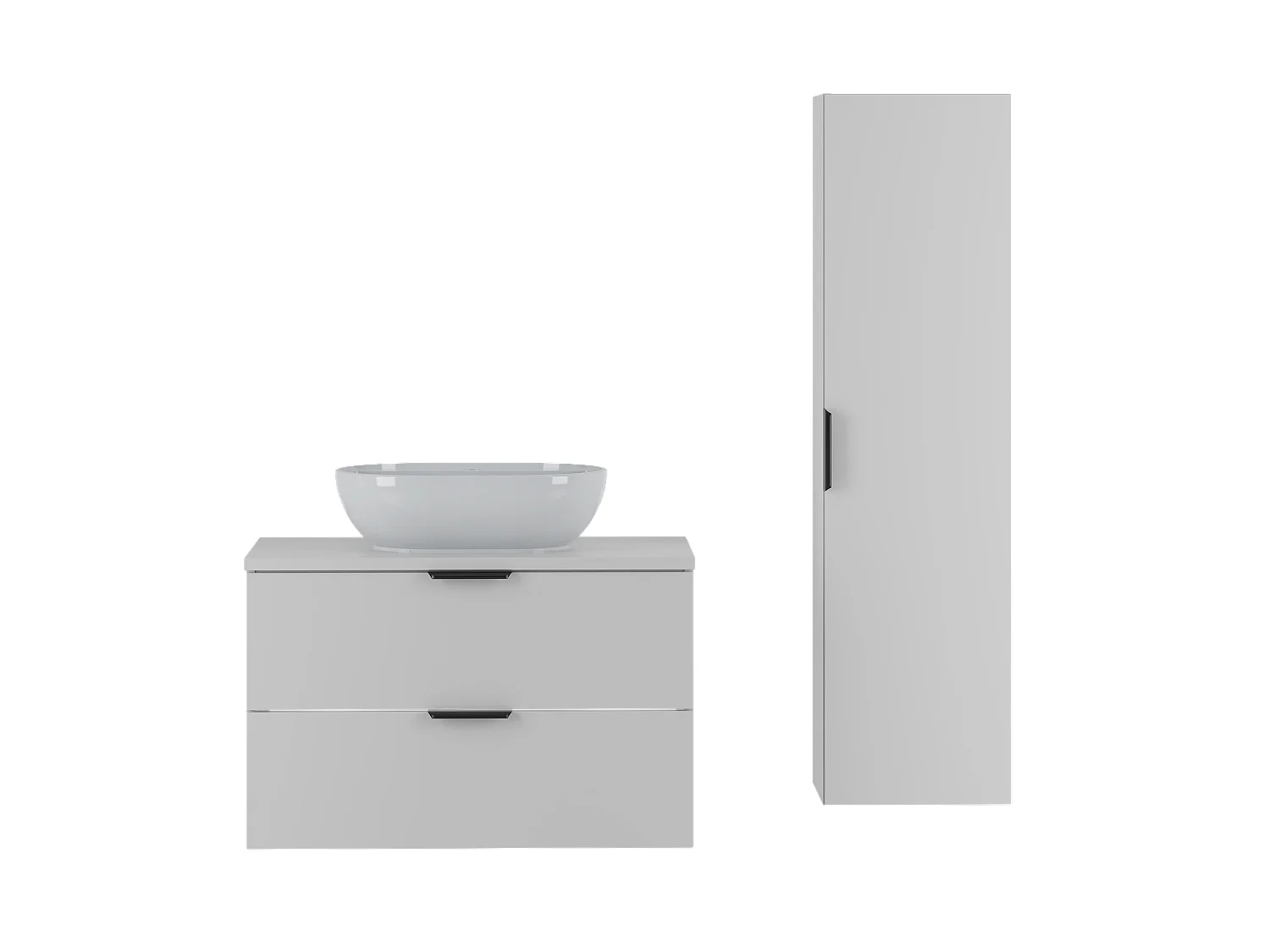 Ensemble de salle de bain blanc 80 cm Meuble avec plan de travail Lavabo Colonne Pile