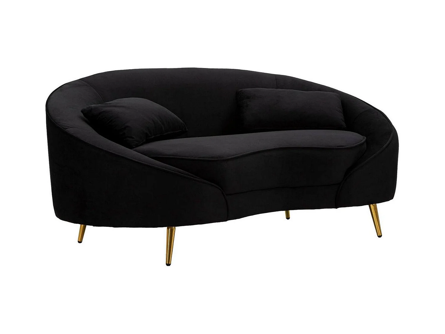 Dmora - 2-Sitzer festes Sofa Gupta, lineares Sofa, Sofa für Wohnzimmer, Lineare Stoffstruktur, 148x84 h68 cm, Schwarz und Gold