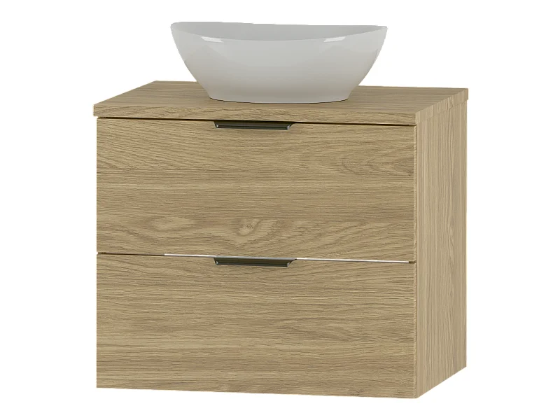 Badezimmer-Set 60 cm Schrank mit Arbeitsplatte und Waschbecken Eiche geölt Pile