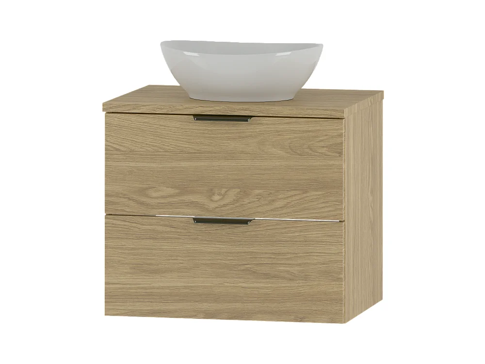 Ensemble pour salle de bain 60 cm Armoire avec plan de travail Lavabo Chêne huilé Pile