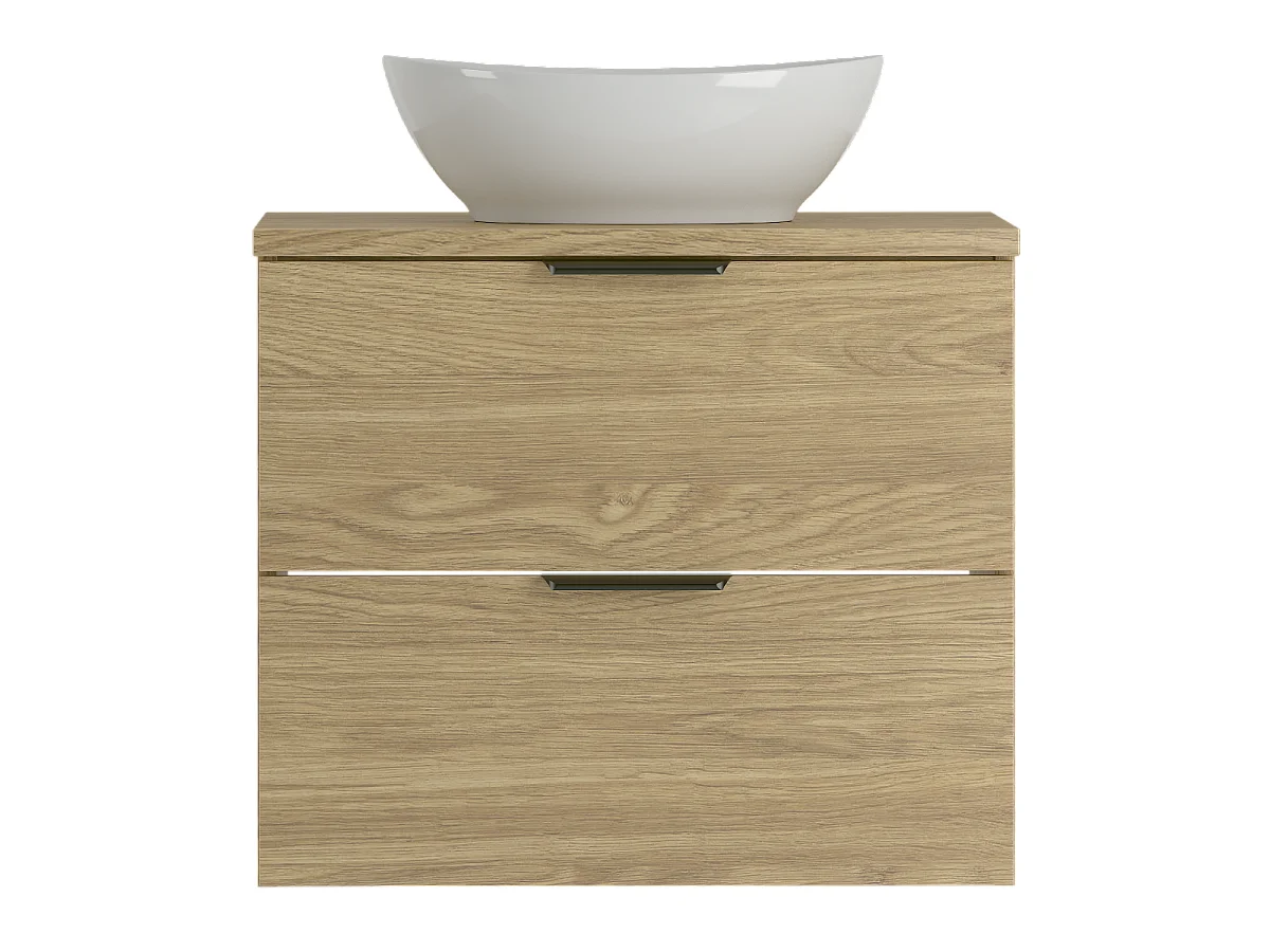 Ensemble pour salle de bain 60 cm Armoire avec plan de travail Lavabo Chêne huilé Pile