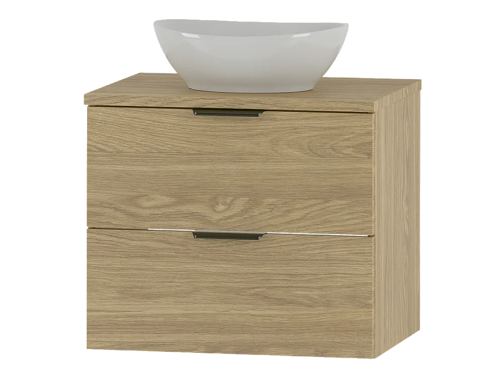 Ensemble pour salle de bain 60 cm Armoire avec plan de travail Lavabo Chêne huilé Pile