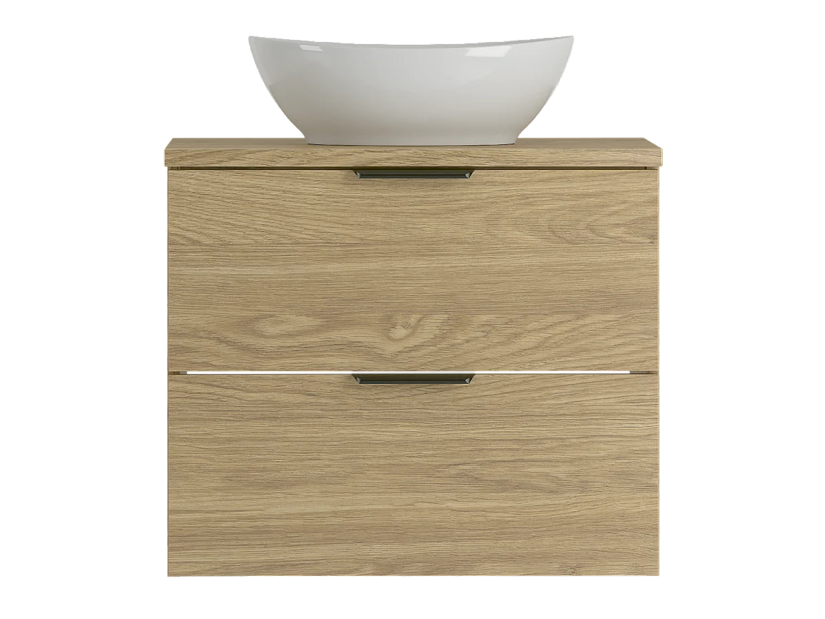 Ensemble pour salle de bain 60 cm Armoire avec plan de travail Lavabo Chêne huilé Pile