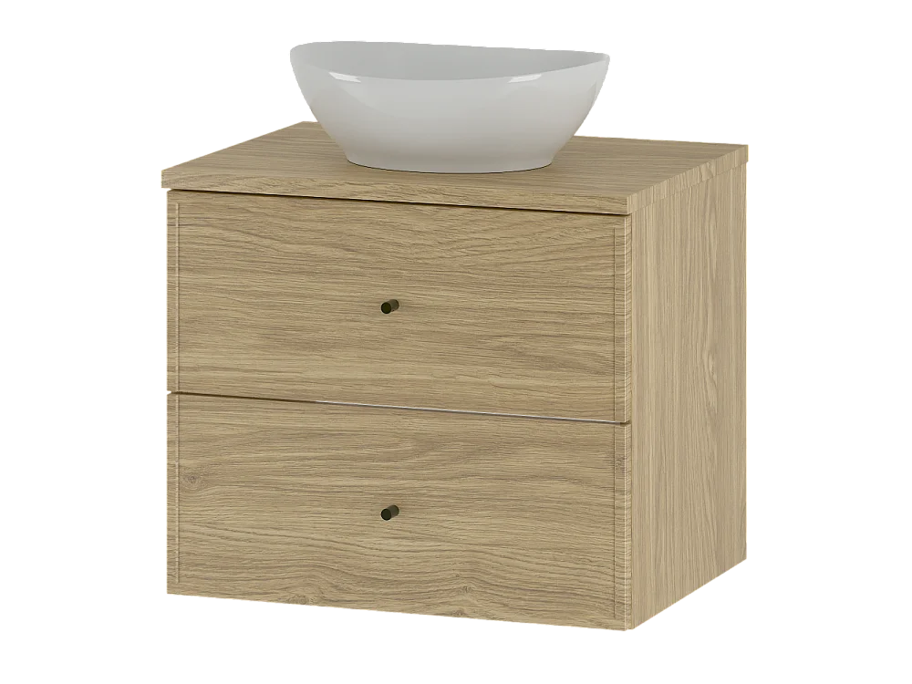 Ensemble pour salle de bain 60 cm Armoire avec plan de travail Lavabo Chêne huilé Marco