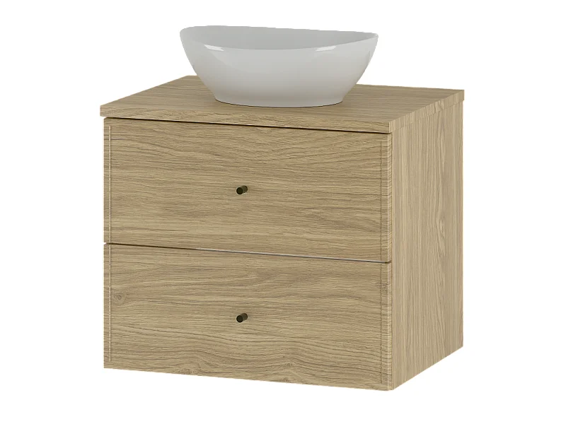 Badkamerset 60 cm Kast met wastafelblad Eikenhout geolied Marco