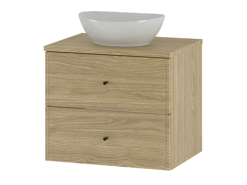 Ensemble pour salle de bain 60 cm Armoire avec plan de travail Lavabo Chêne huilé Marco