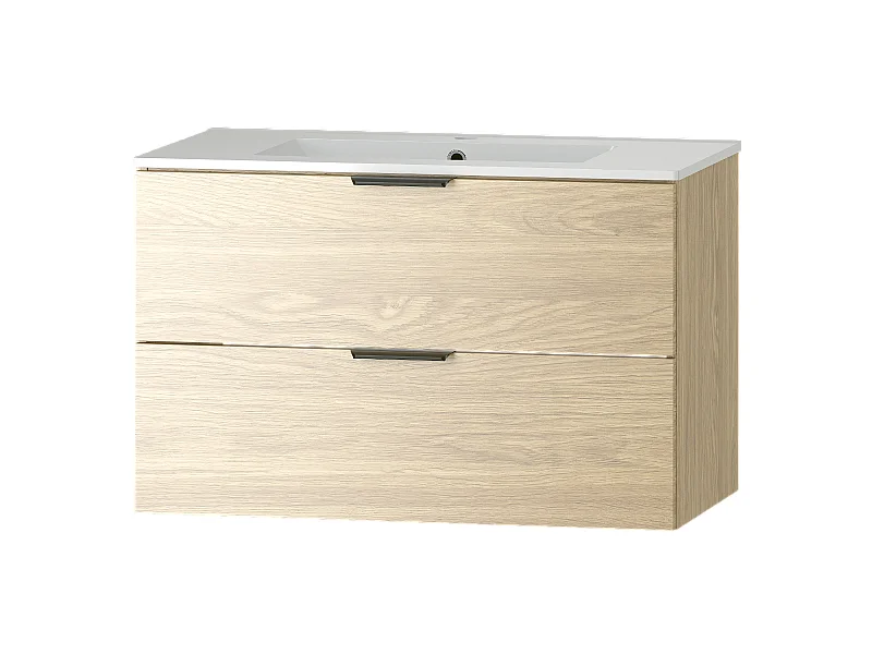 Ensemble pour salle de bain 80 cm Meuble avec lavabo  Chêne huilé Pile