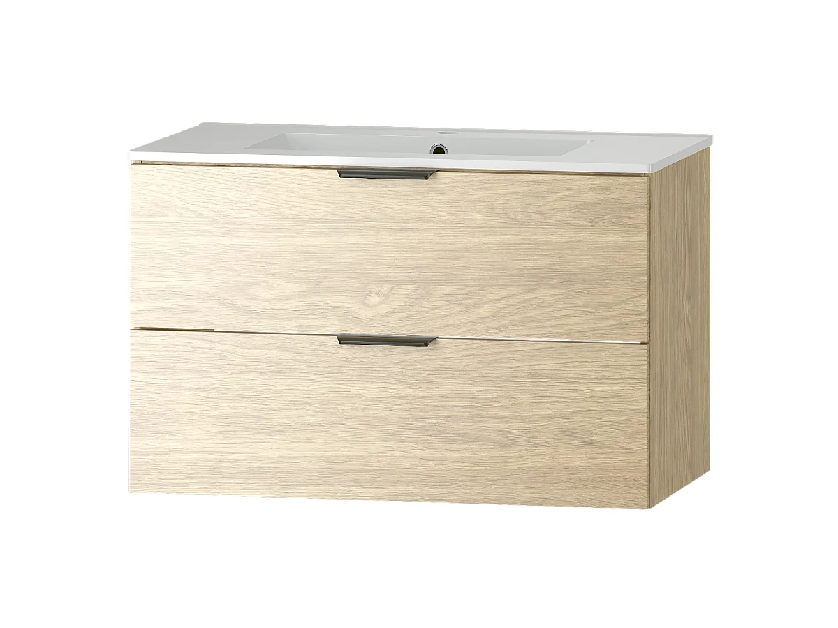 Ensemble pour salle de bain 80 cm Meuble avec lavabo  Chêne huilé Pile