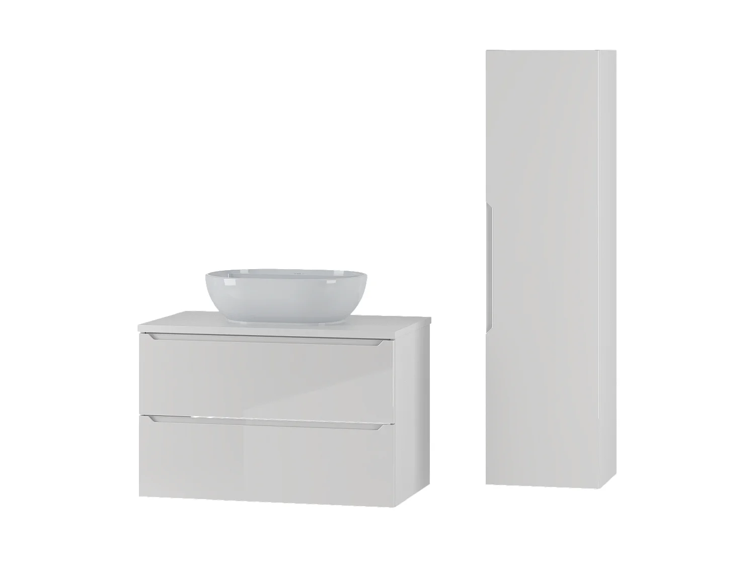 Ensemble blanc pour salle de bain 80 cm Armoire avec plan de travail Lavabo Colonne Etna