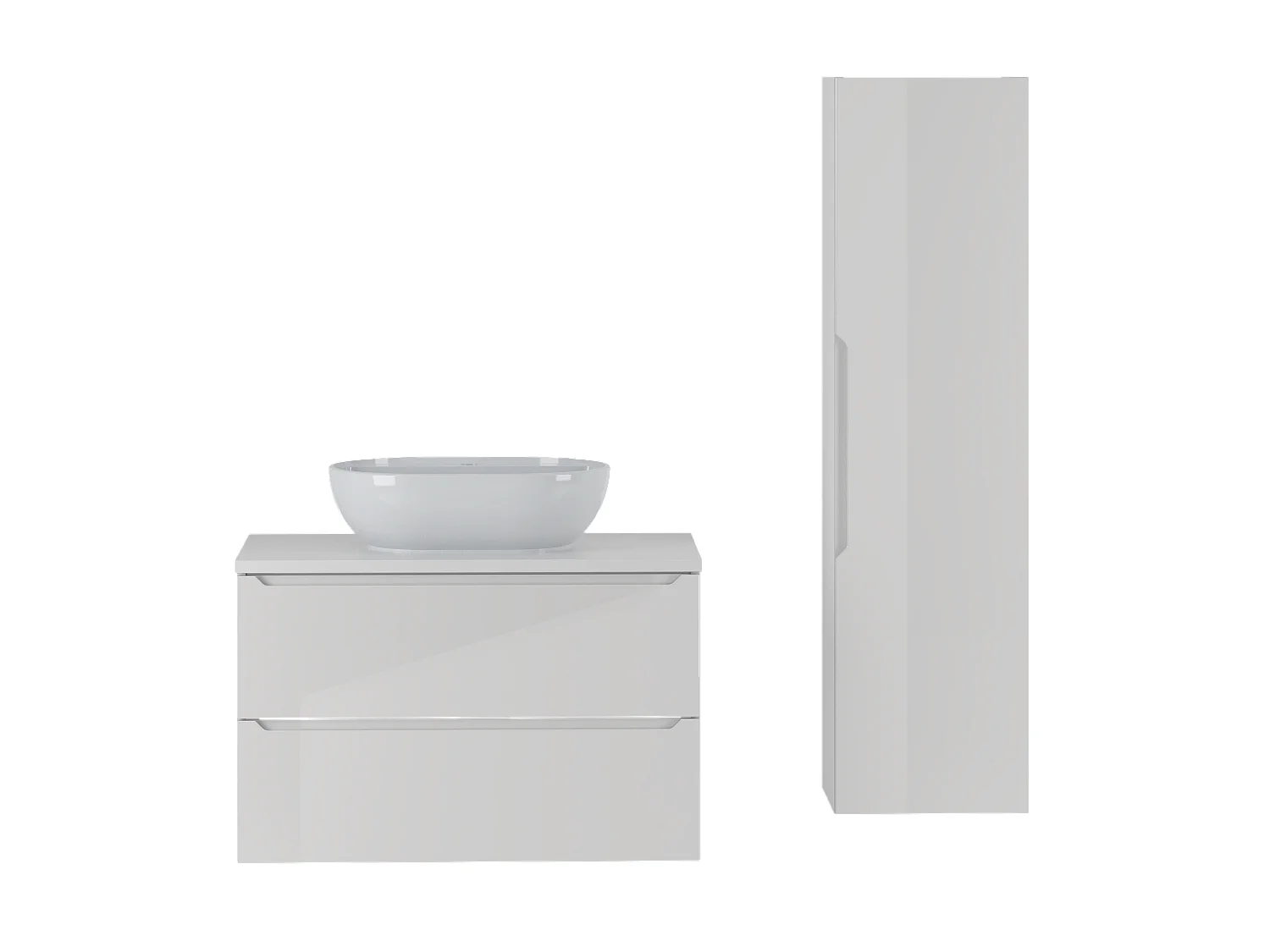 Ensemble blanc pour salle de bain 80 cm Armoire avec plan de travail Lavabo Colonne Etna