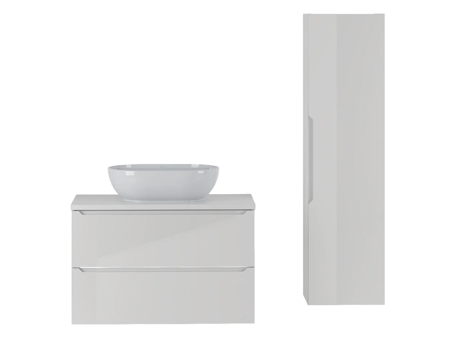 Ensemble blanc pour salle de bain 80 cm Armoire avec plan de travail Lavabo Colonne Etna