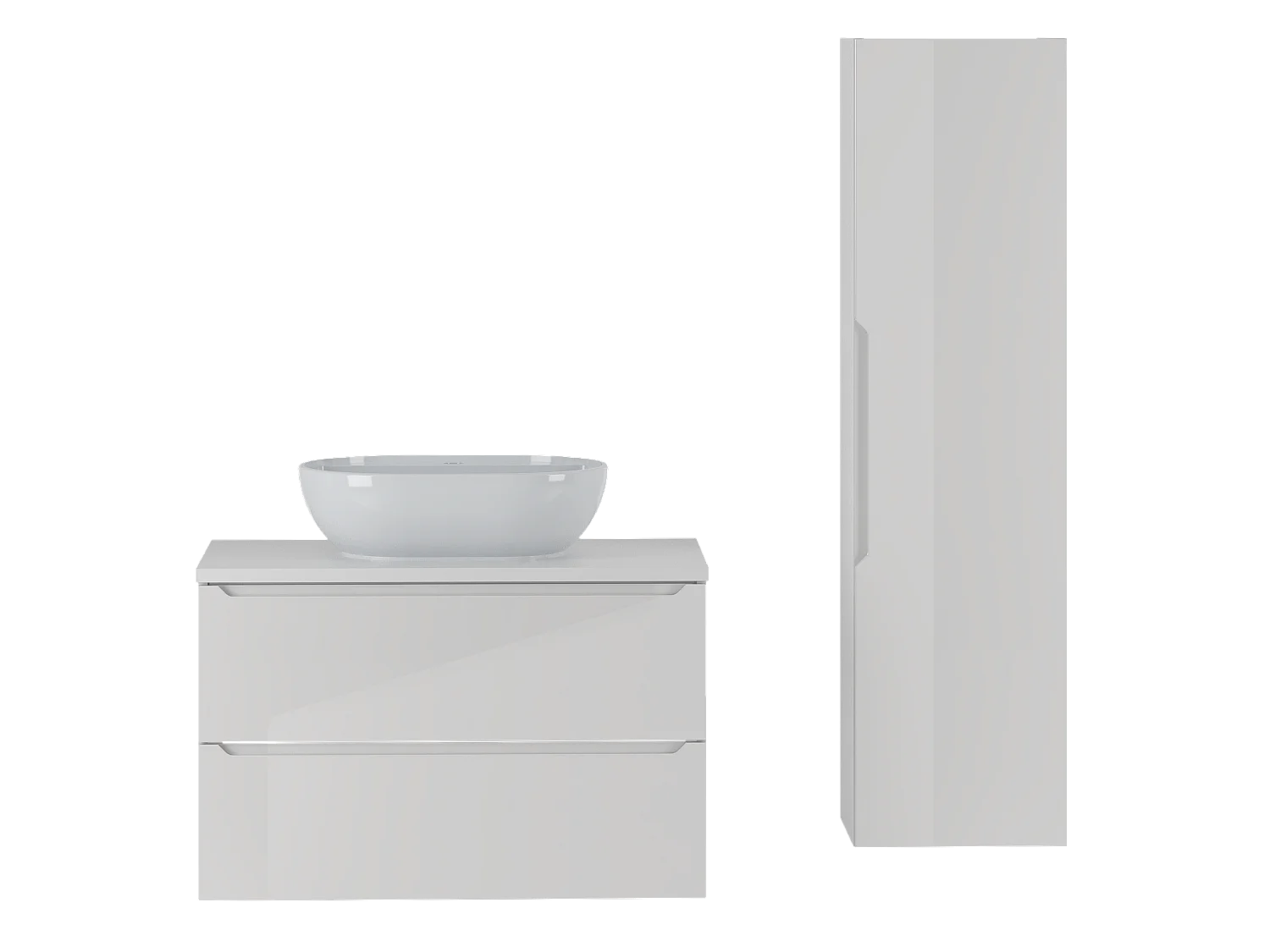 Ensemble blanc pour salle de bain 80 cm Armoire avec plan de travail Lavabo Colonne Etna