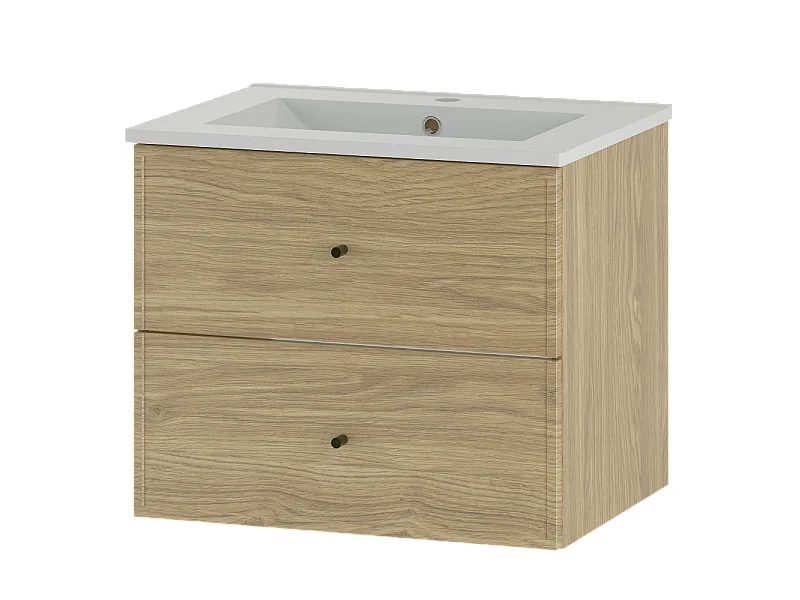 Badezimmer-Set 60 cm Schrank mit Waschbecken Eiche geölt Marco