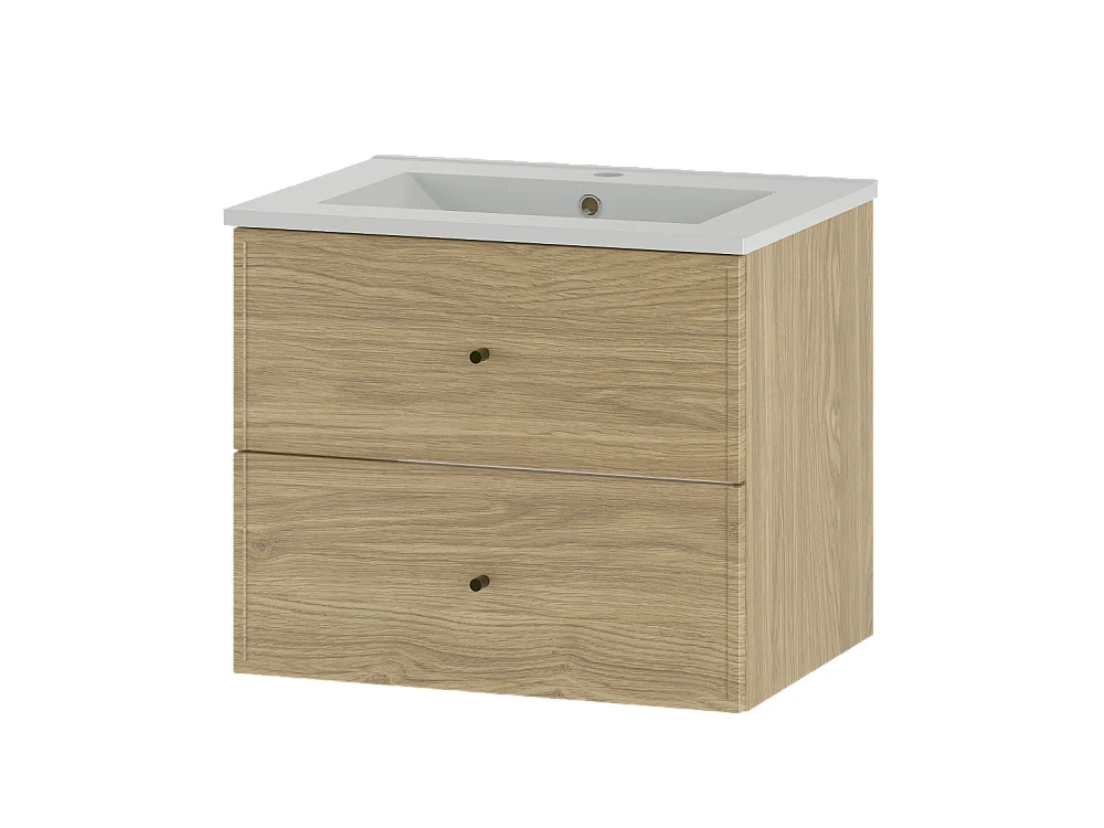 Badezimmer-Set 60 cm Schrank mit Waschbecken Eiche geölt Marco