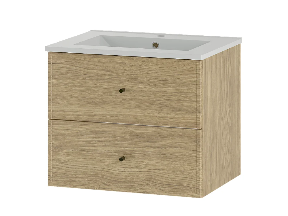 Ensemble pour salle de bain 60 cm Meuble avec lavabo Chêne huilé Marco