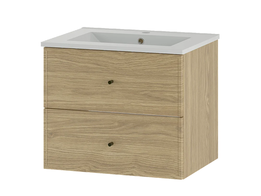 Ensemble pour salle de bain 60 cm Meuble avec lavabo Chêne huilé Marco