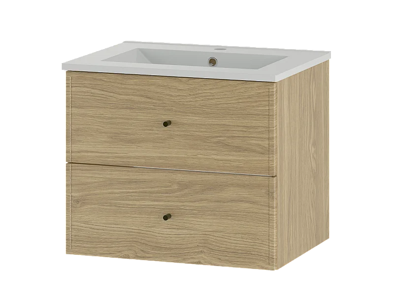 Ensemble pour salle de bain 60 cm Meuble avec lavabo Chêne huilé Marco