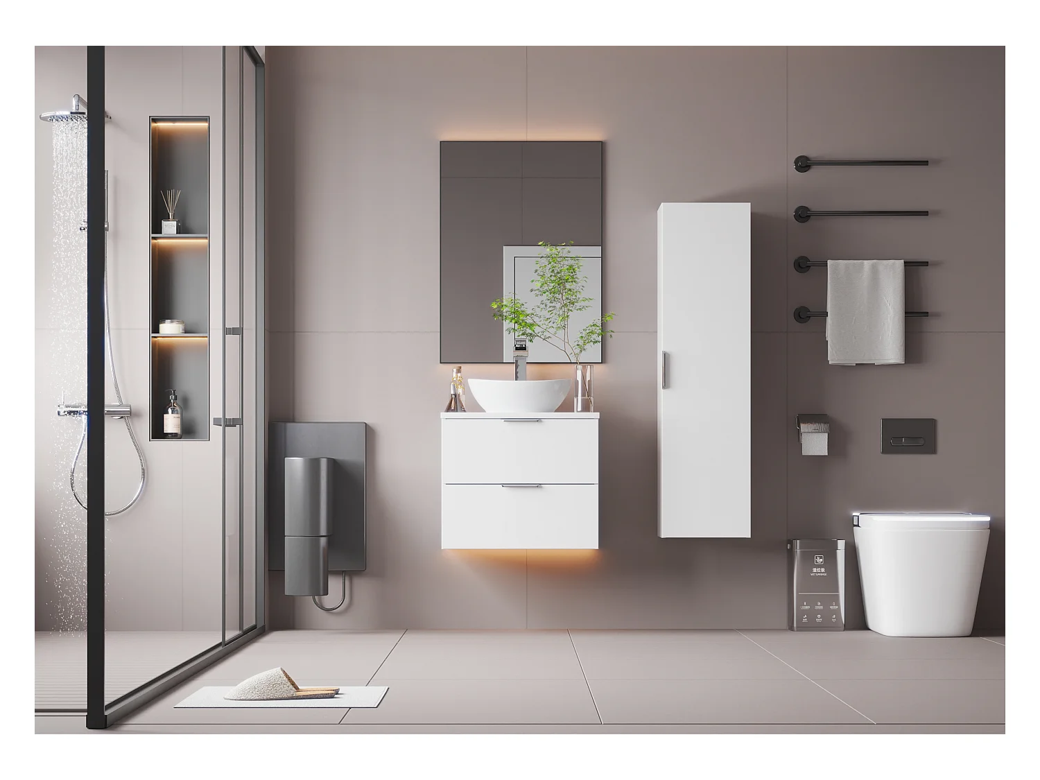 Ensemble de salle de bain blanc 60 cm Armoire avec plan de travail et lavabo Pile