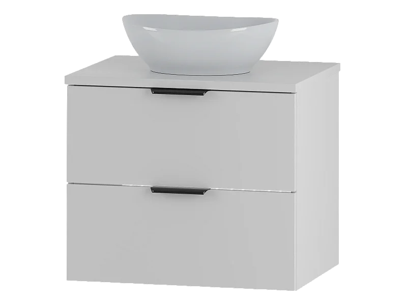 Weißes Badezimmer-Set 60 cm Schrank mit Waschtischplatte und Waschbecken Pile