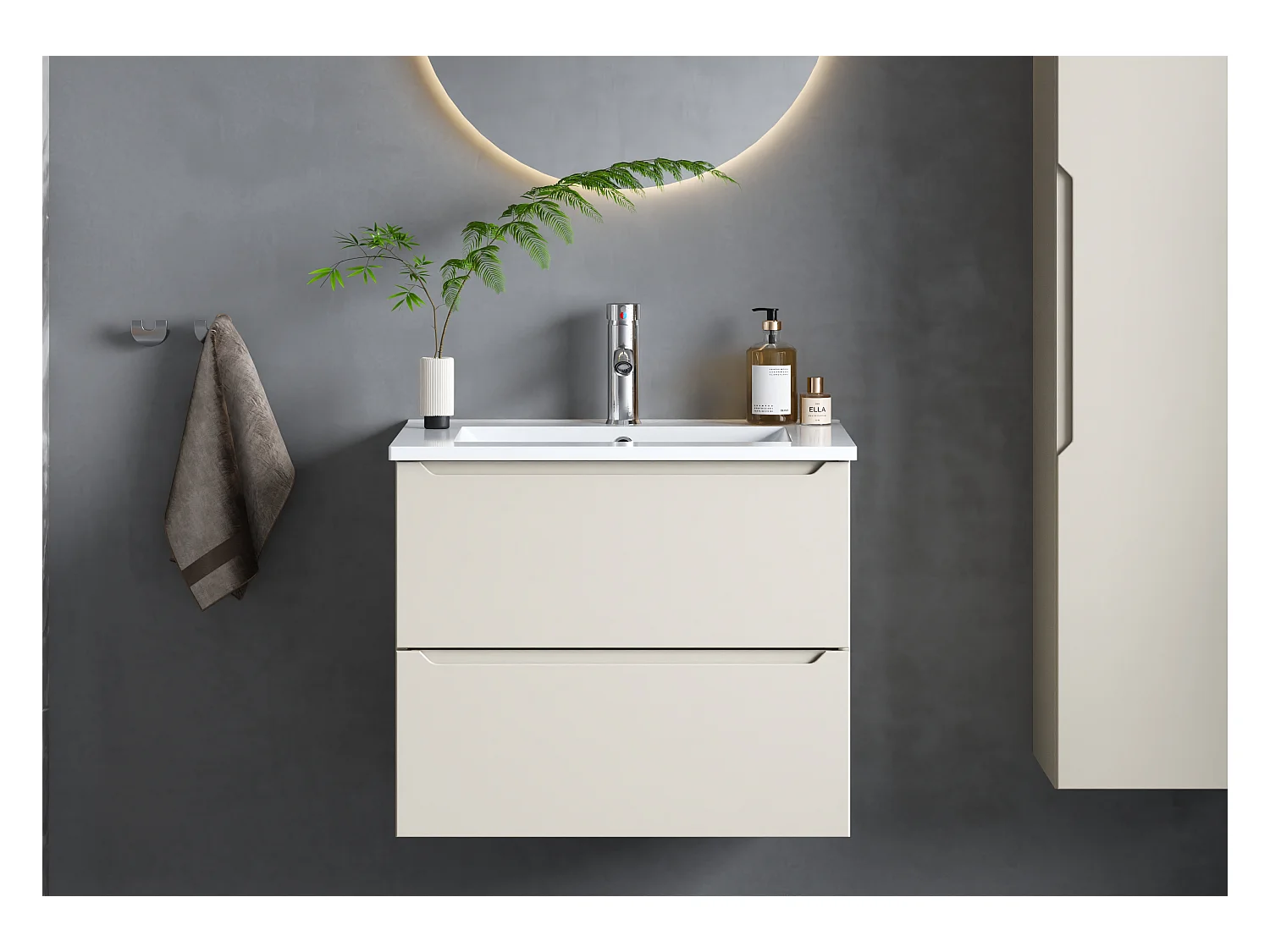 Ensemble de salle de bain en cachemire 60 cm Meuble avec lavabo Colonne Etna