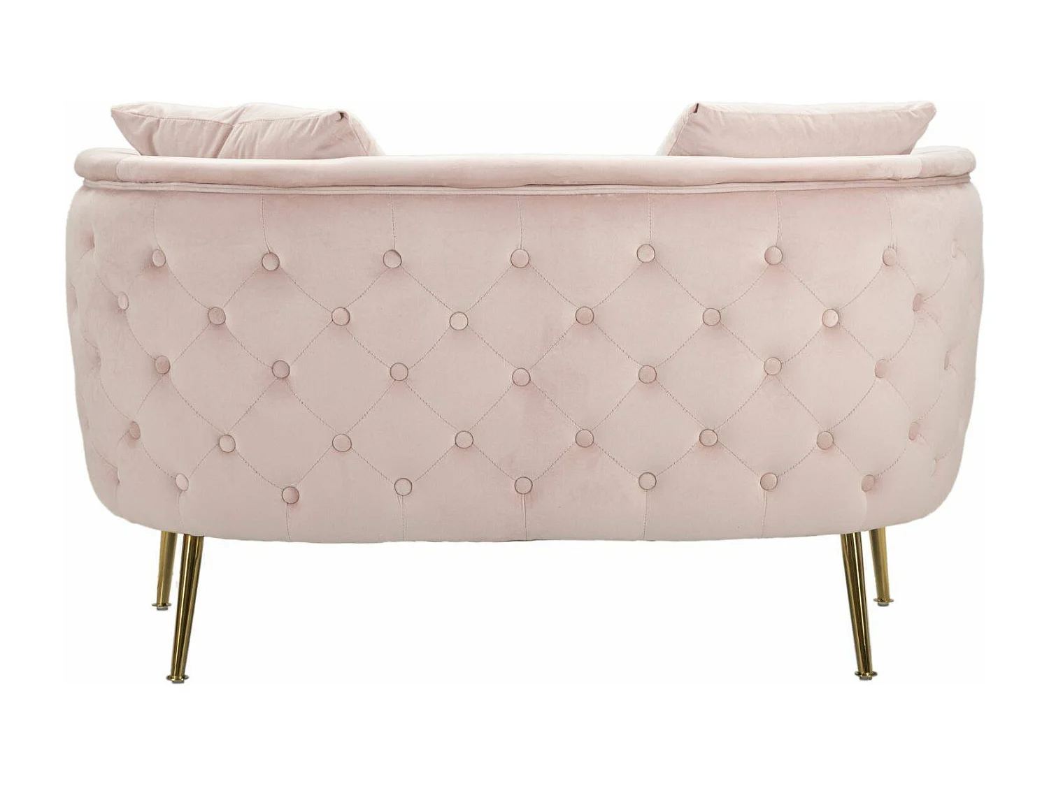 Canapé fixe 2 places Cappa, tissu rembourré avec 2 coussins inclus, 74x127x71h cm rose