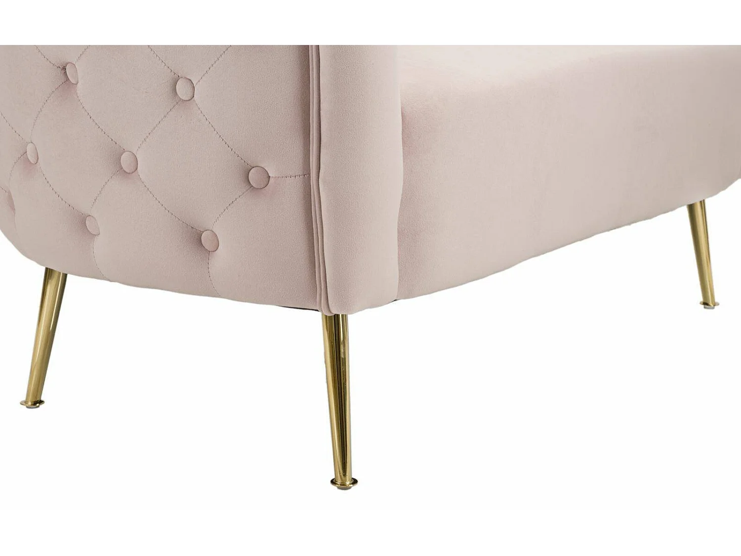 Canapé fixe 2 places Cappa, tissu rembourré avec 2 coussins inclus, 74x127x71h cm rose