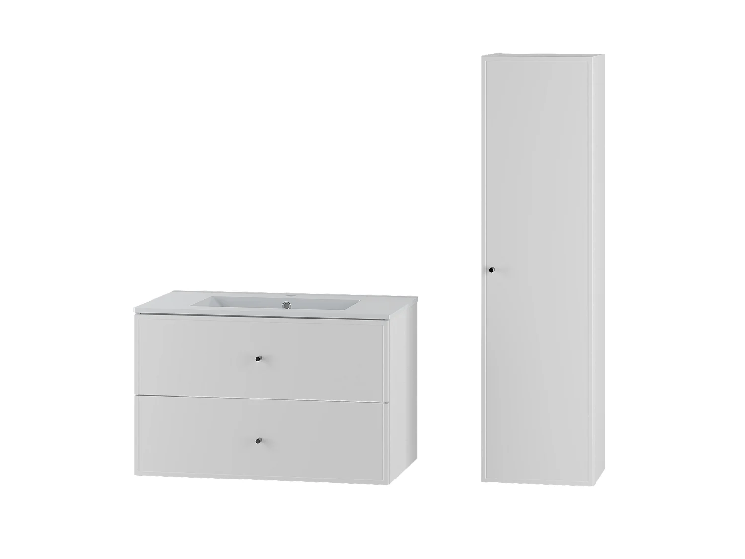 Ensemble de salle de bain blanc 80 cm Meuble avec lavabo Colonne Marco