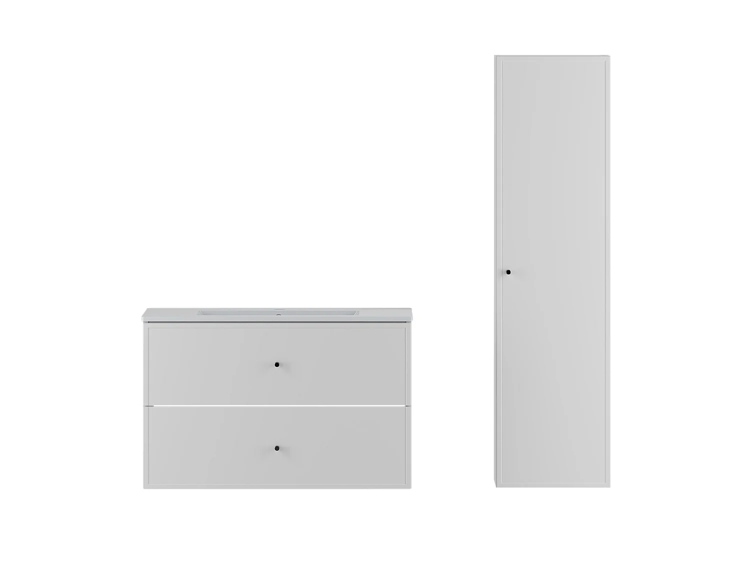 Ensemble de salle de bain blanc 80 cm Meuble avec lavabo Colonne Marco