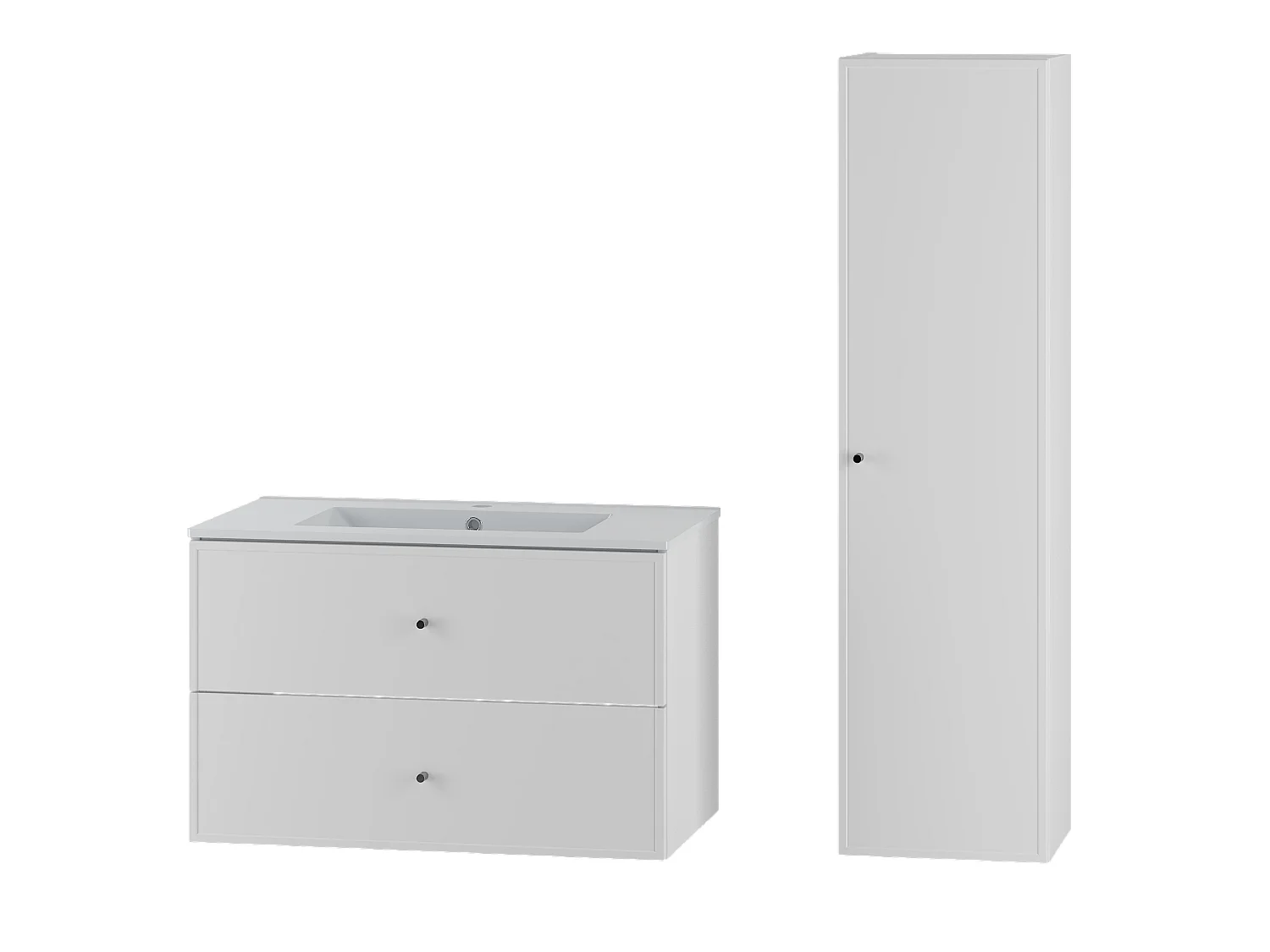 Wit badkamerset 80 cm Kast met wastafel Marco-kolom