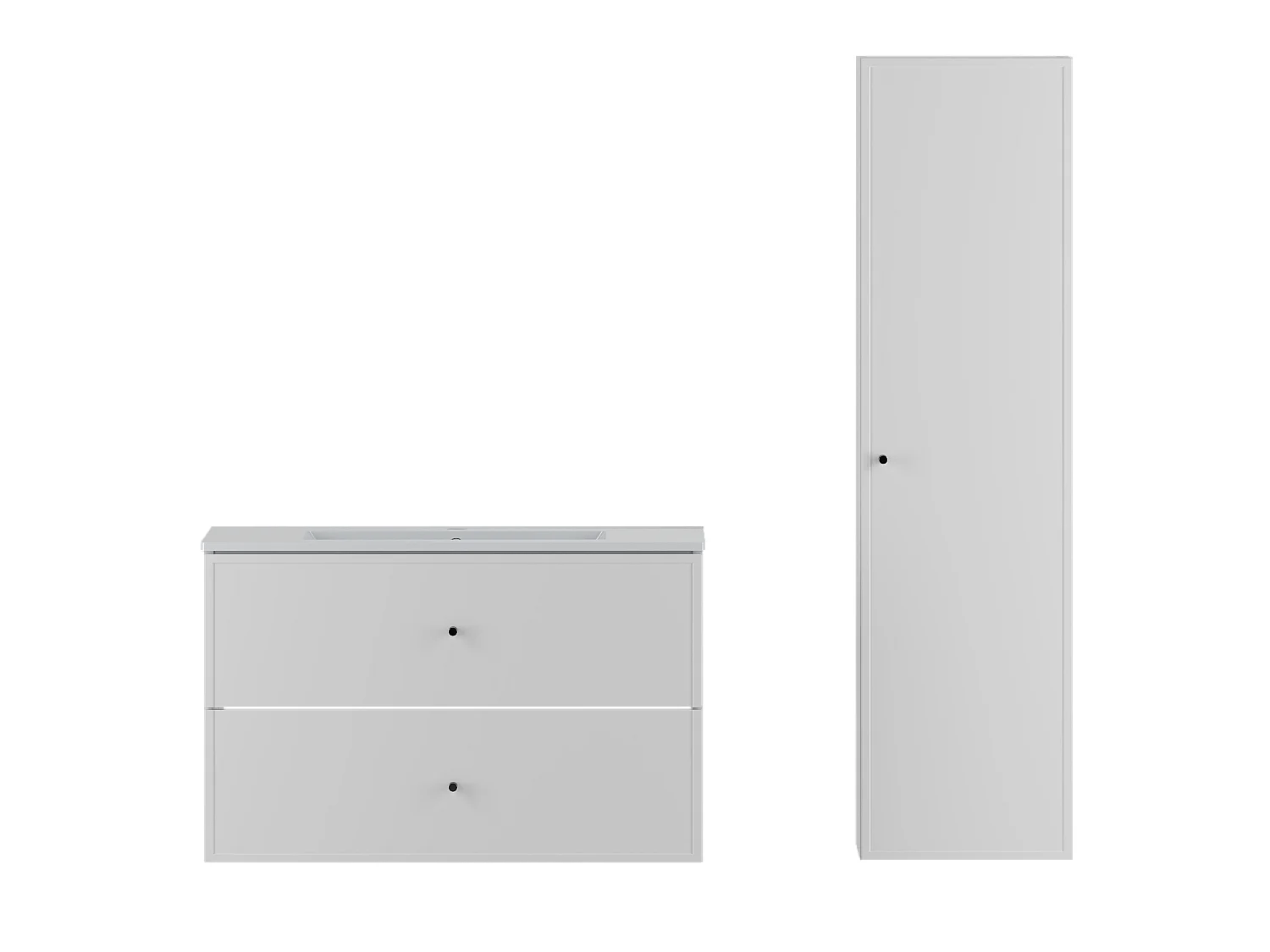 Wit badkamerset 80 cm Kast met wastafel Marco-kolom