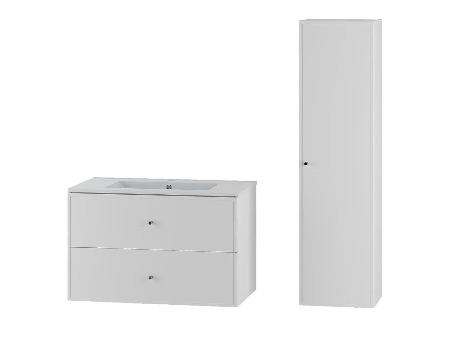 Wit badkamerset 80 cm Kast met wastafel Marco-kolom