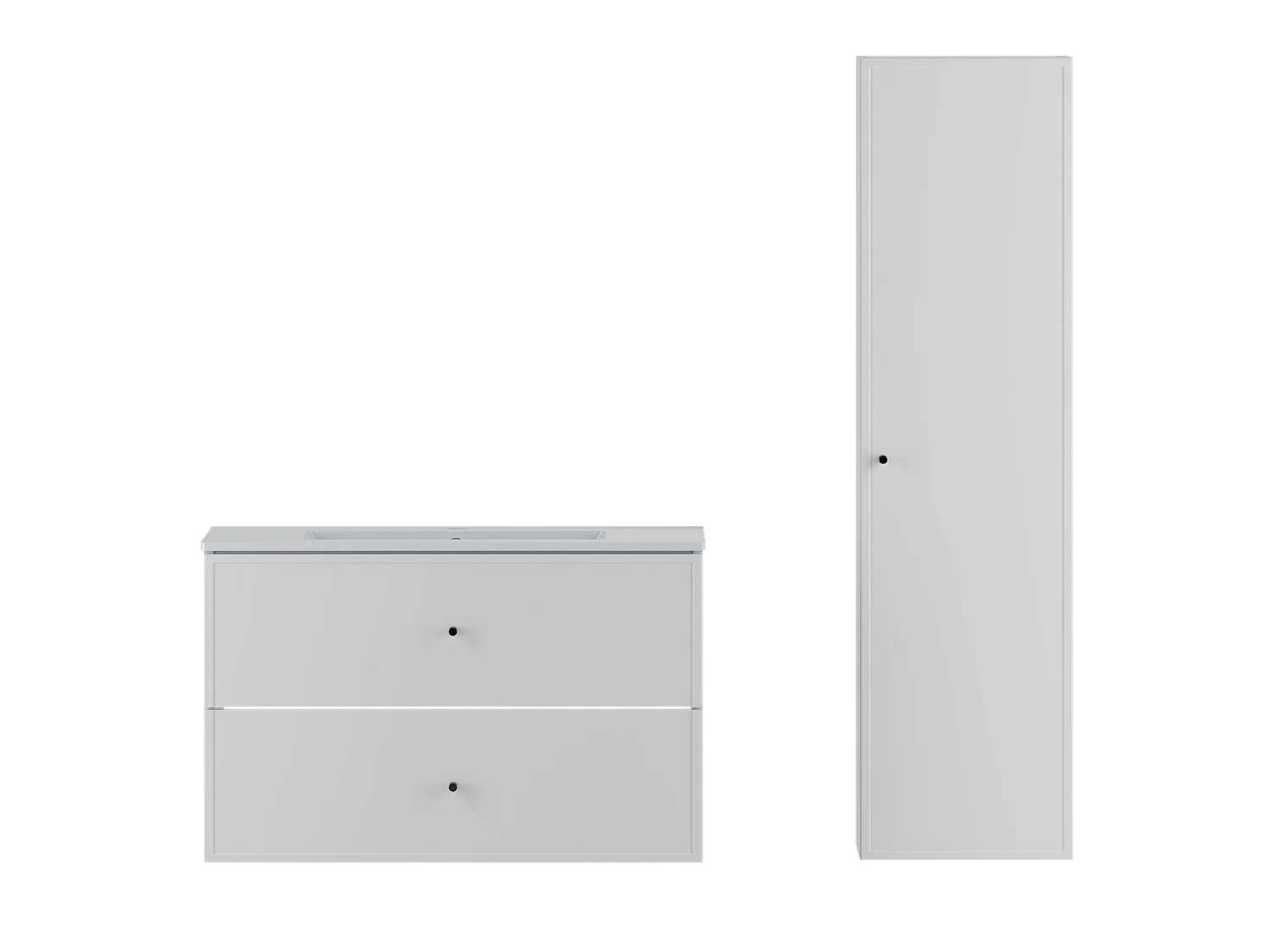 Wit badkamerset 80 cm Kast met wastafel Marco-kolom