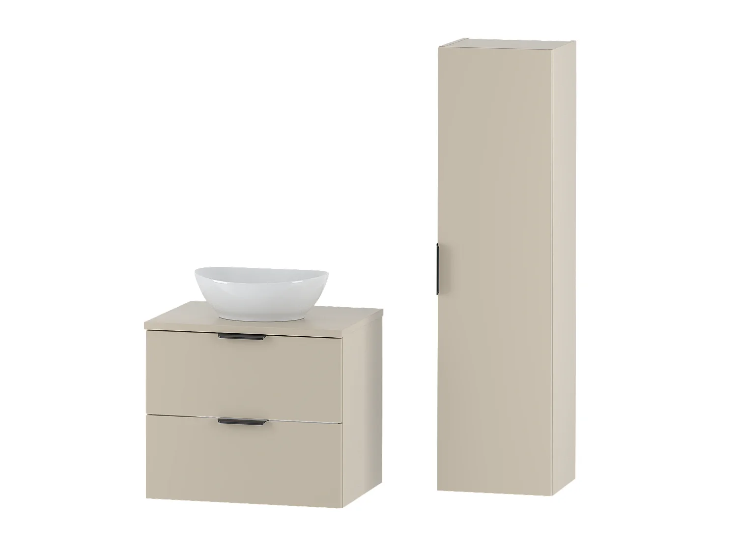 Ensemble de salle de bain en cachemire 60 cm Armoire avec plan de travail Lavabo Colonne Pile