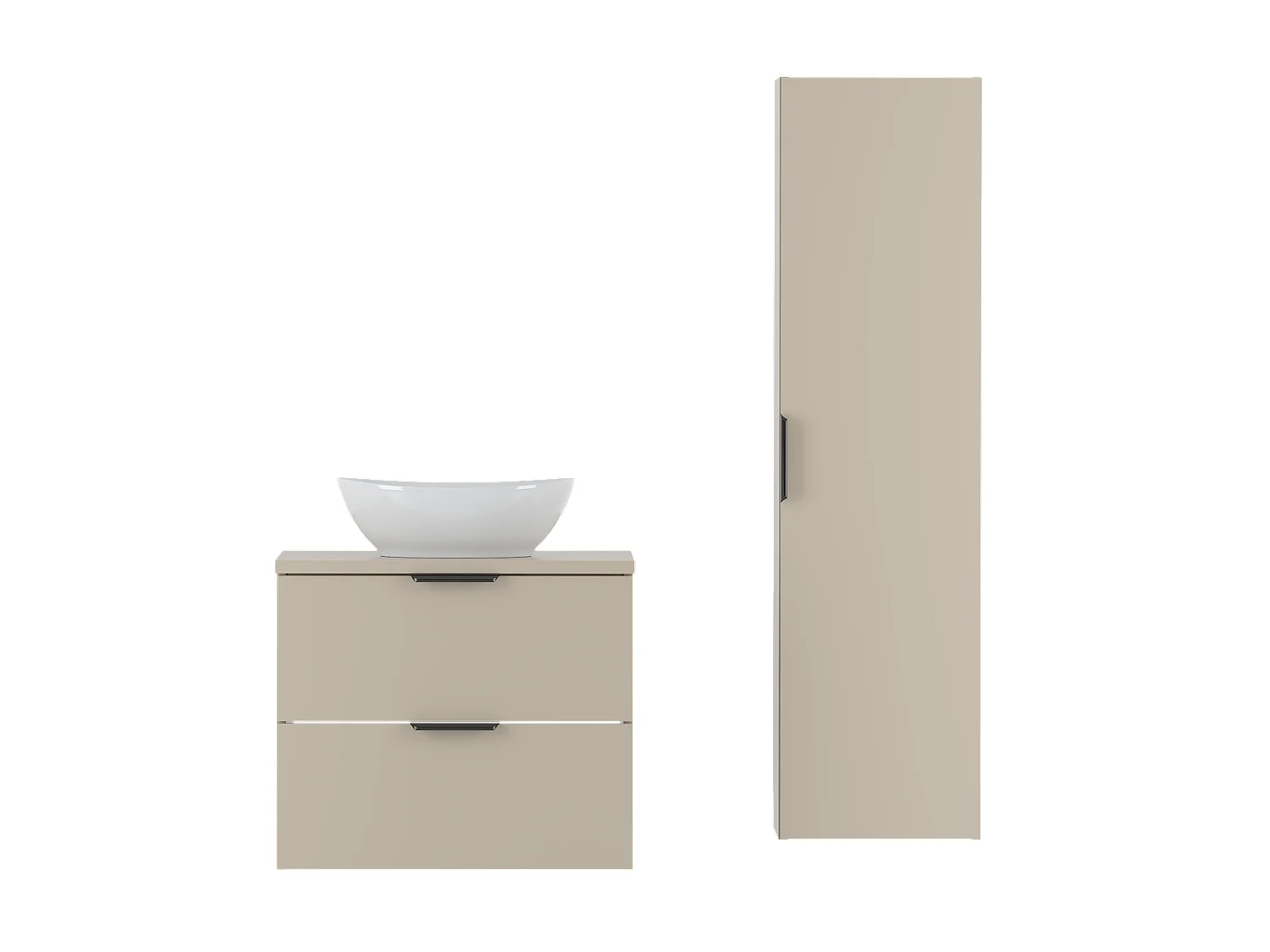 Ensemble de salle de bain en cachemire 60 cm Armoire avec plan de travail Lavabo Colonne Pile