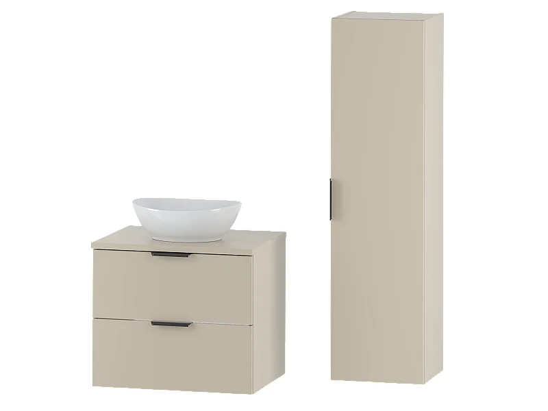 Ensemble de salle de bain en cachemire 60 cm Armoire avec plan de travail Lavabo Colonne Pile