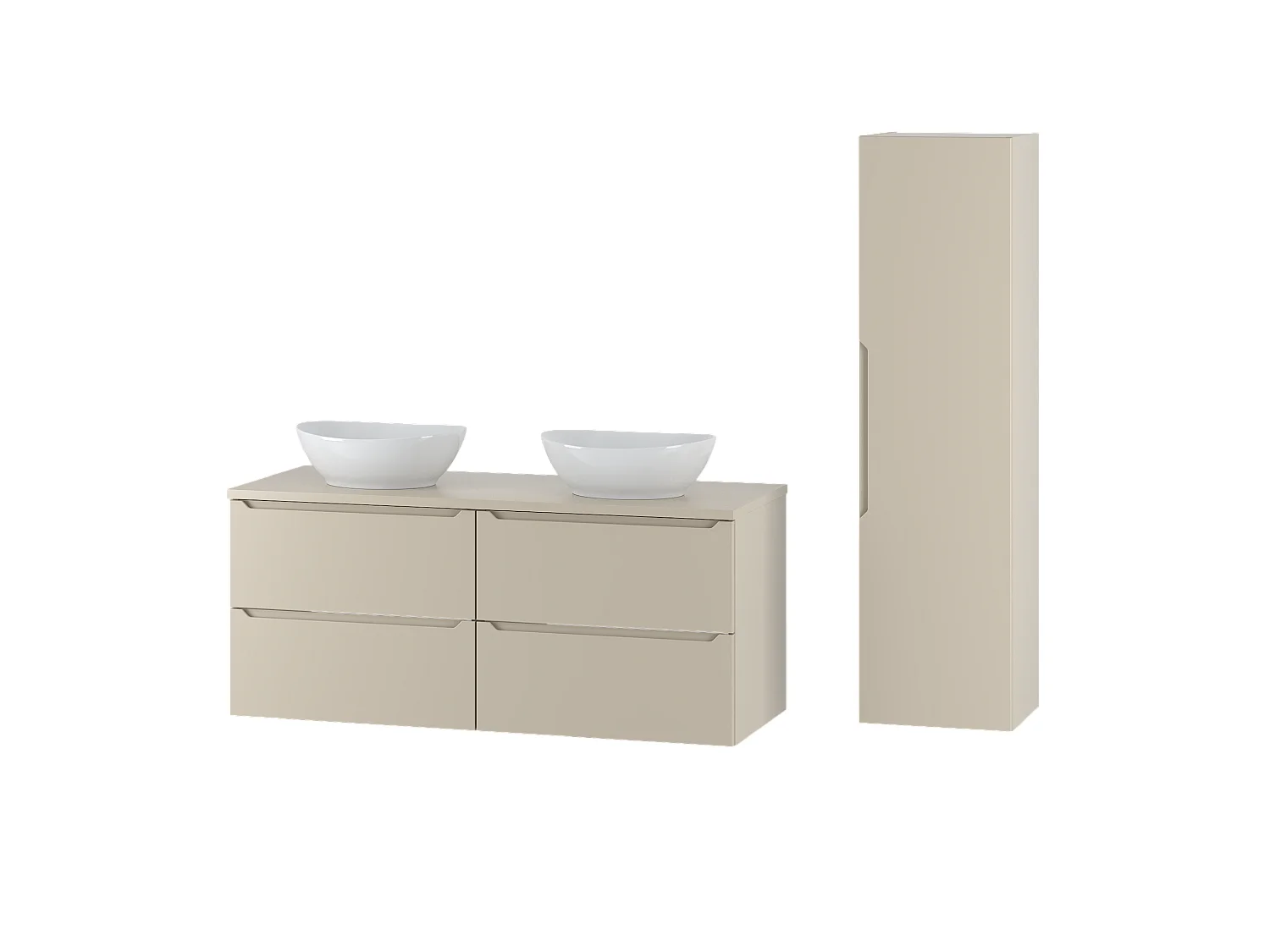 Ensemble de salle de bain en cachemire 120 cm Armoire Plan de travail Lavabo Colonne Colonne Etna