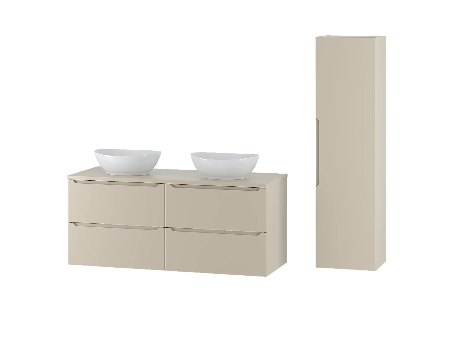 Ensemble de salle de bain en cachemire 120 cm Armoire Plan de travail Lavabo Colonne Colonne Etna