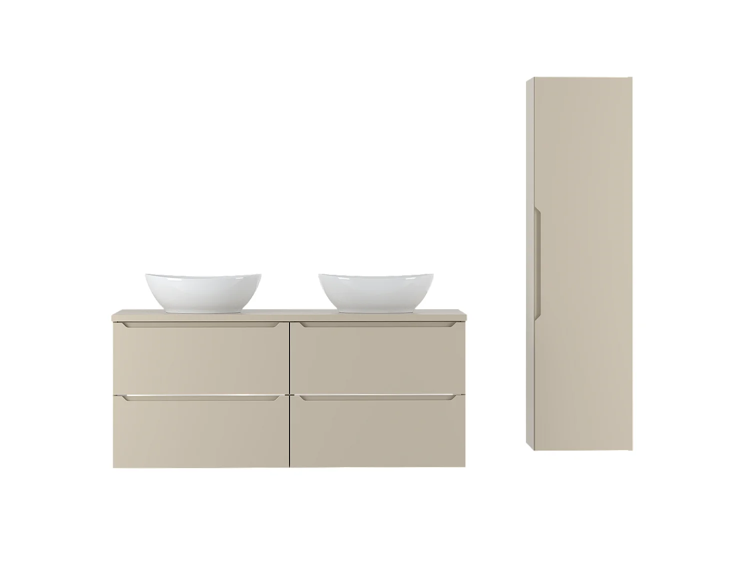 Ensemble de salle de bain en cachemire 120 cm Armoire Plan de travail Lavabo Colonne Colonne Etna