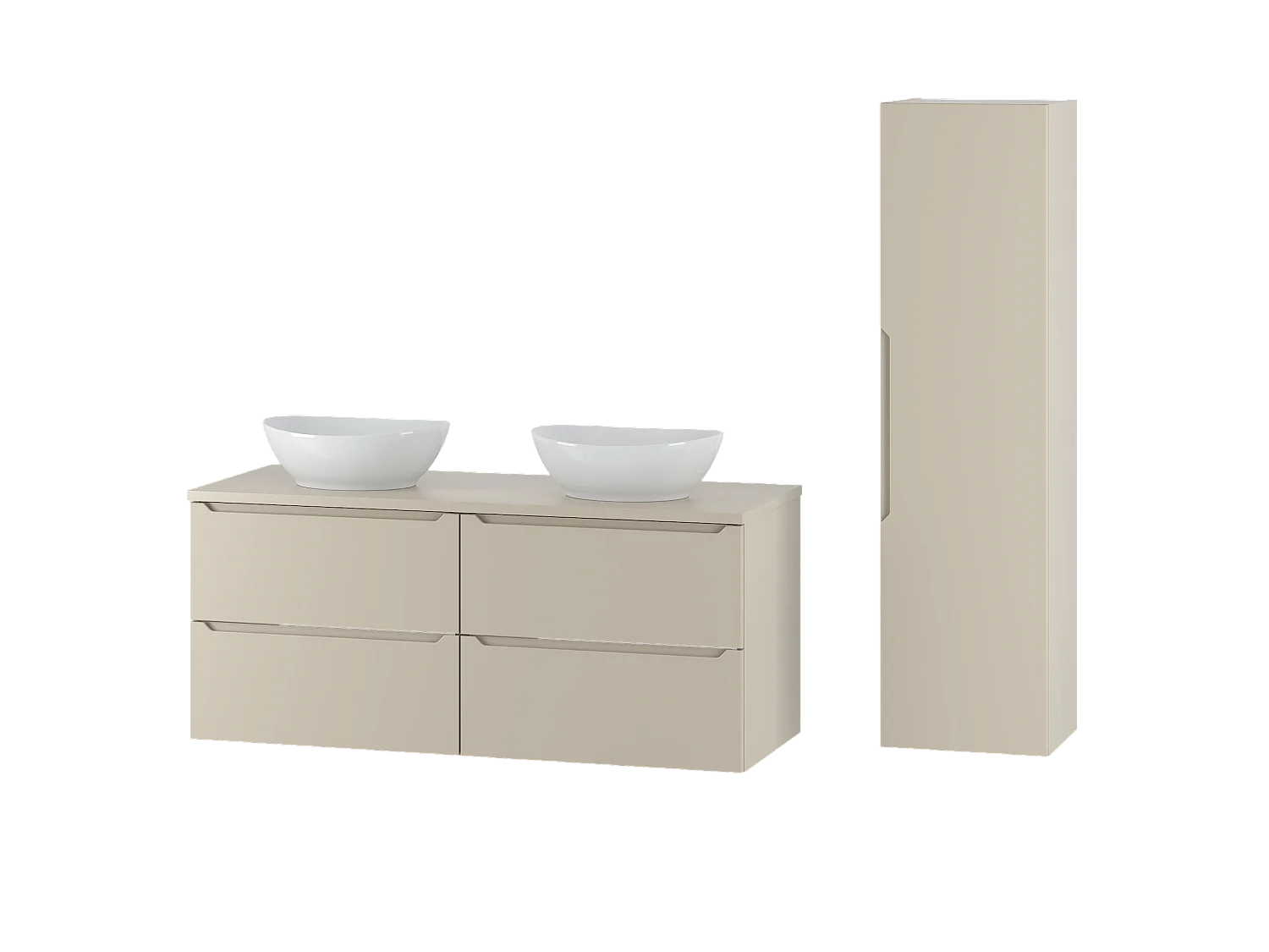 Ensemble de salle de bain en cachemire 120 cm Armoire Plan de travail Lavabo Colonne Colonne Etna