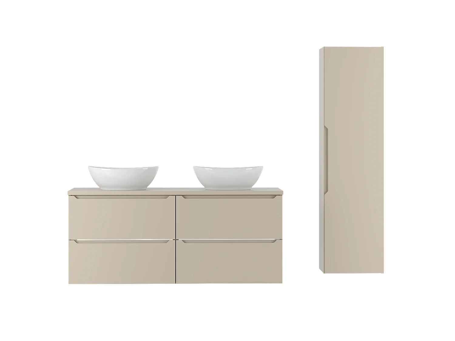 Ensemble de salle de bain en cachemire 120 cm Armoire Plan de travail Lavabo Colonne Colonne Etna