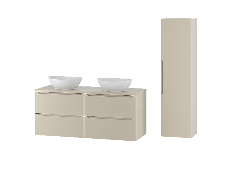 Kasjmier badkamerset 120 cm Kast Wastafelblad Kolom Kolom Etna