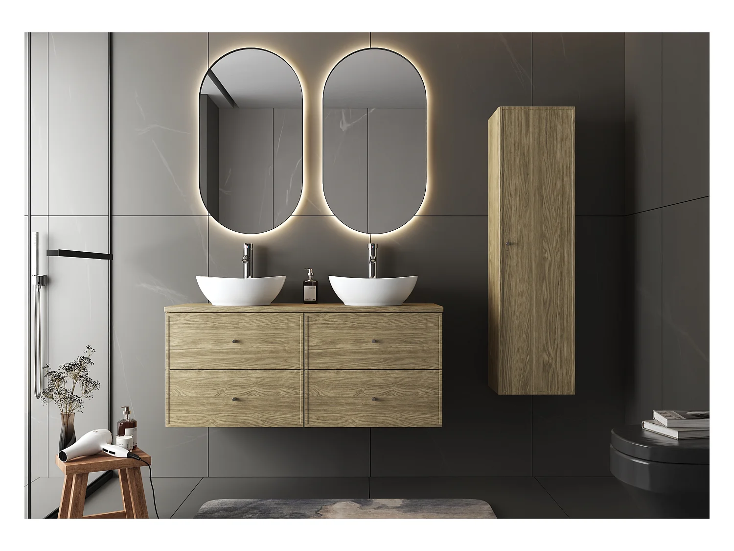 Badkamerkast Hoge kolom 1 deur Eiken geolied Marco