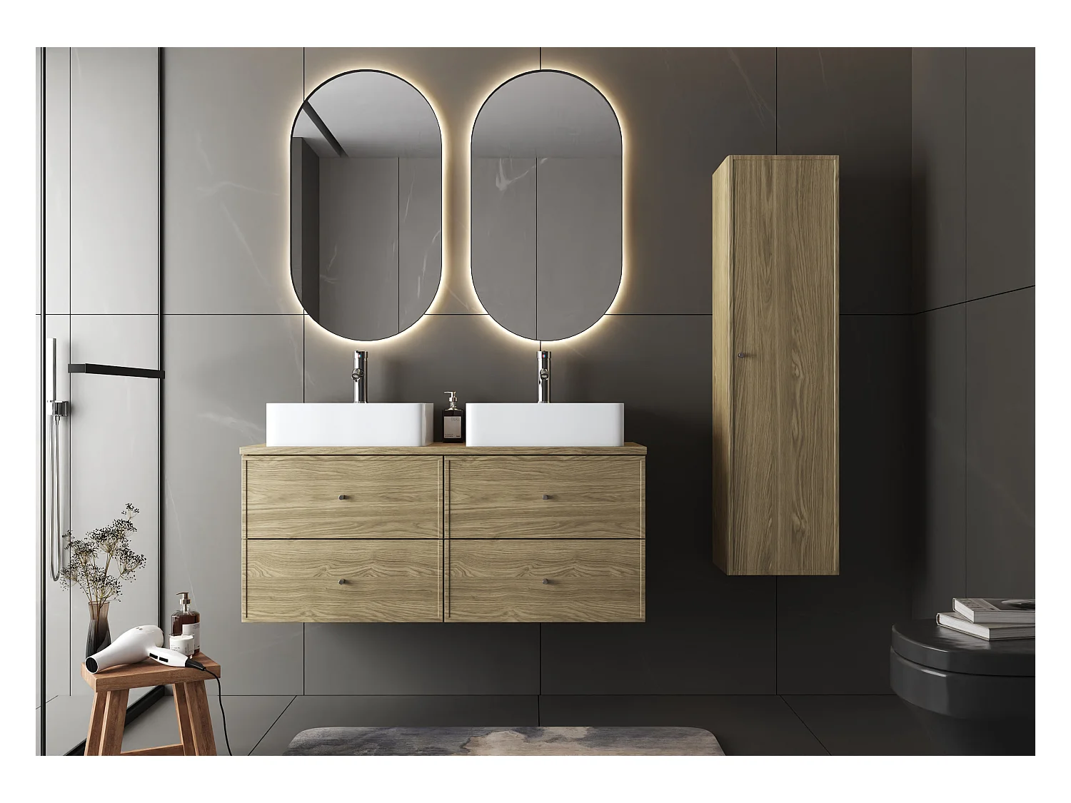 Badkamerkast Hoge kolom 1 deur Eiken geolied Marco